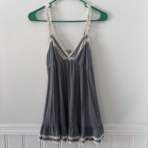 Victoria's Secret Charcoal Chemise with Lace Accents